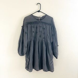 Gray milkmaid puffed sleeve dress